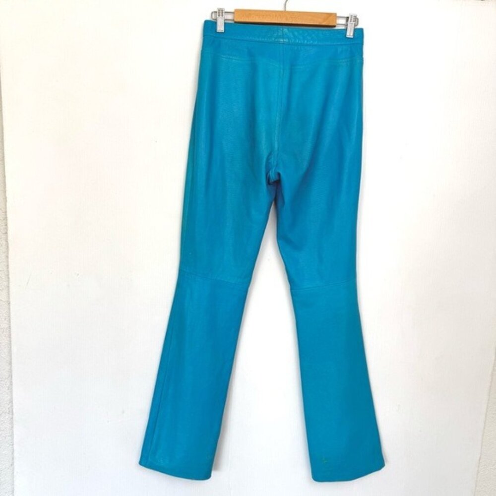 Ralph Laurent Black labell Vibrant Blue 100% Leather bootcut Pants 4 - Picture 6 of 15